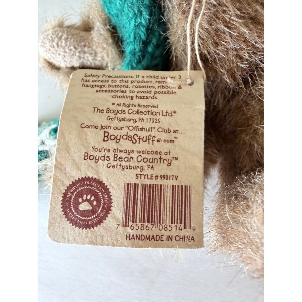 NWT vintage Boyd’s bears stuffed moose with sweater holiday handmade head bean - Picture 5 of 10